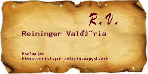 Reininger Valéria névjegykártya